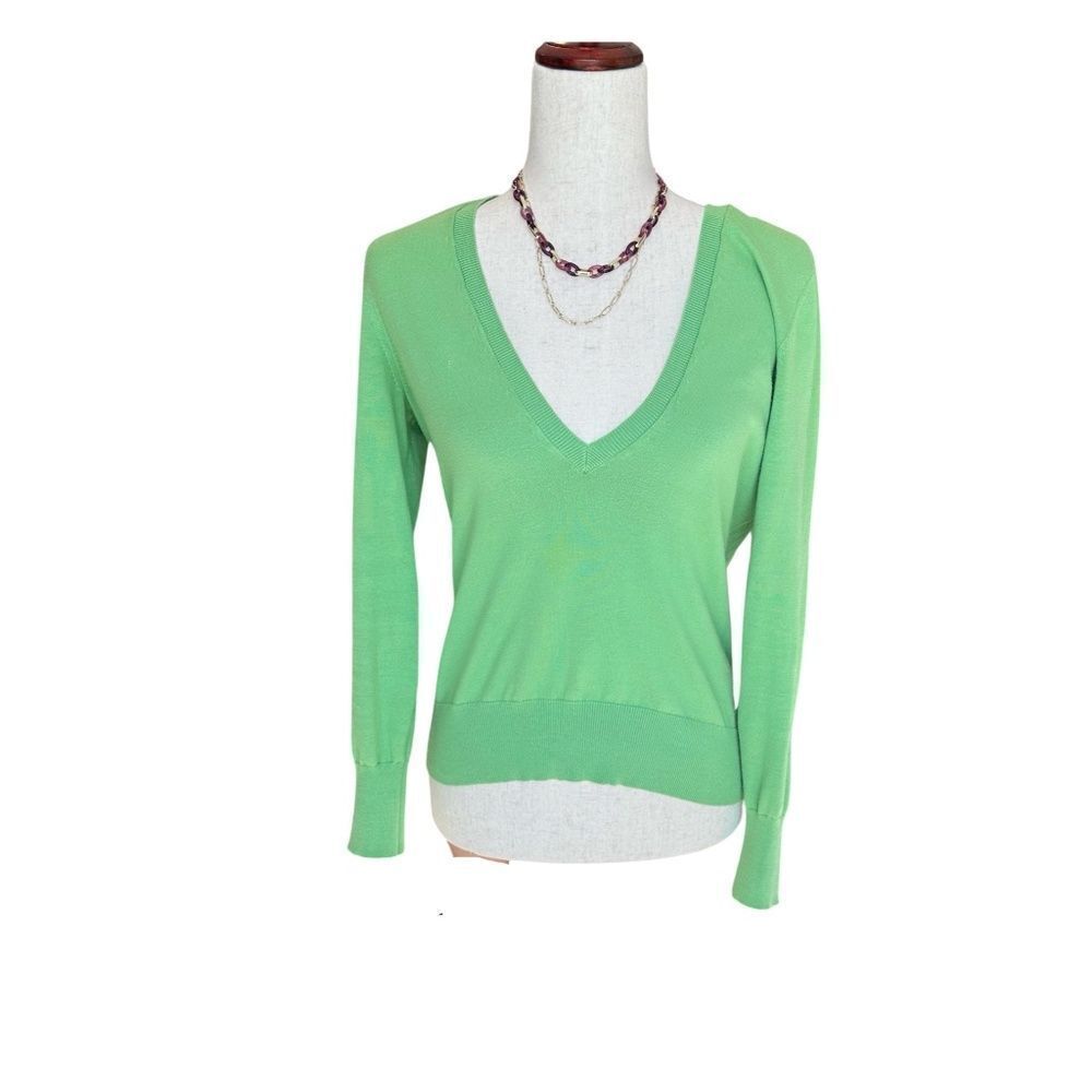 Banana Republic V-Neck Long Sleeve Sweater  Green  Size Small Petite